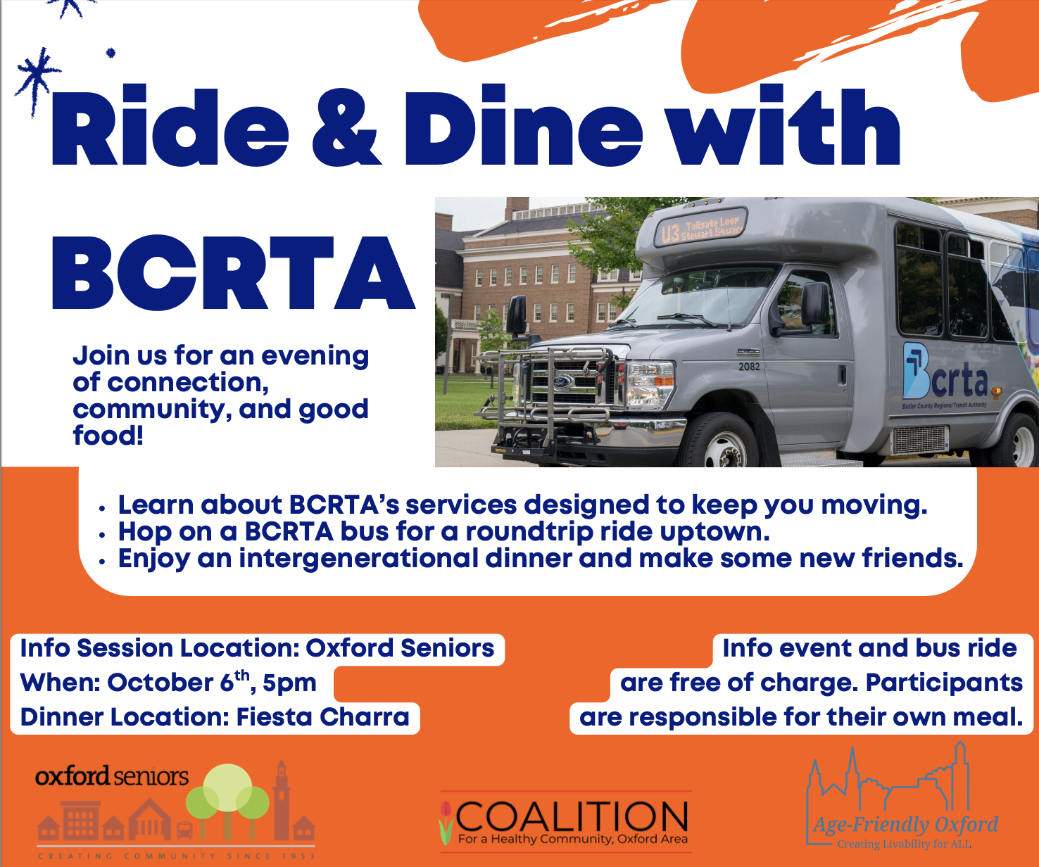 Ride & Dine with BCRTA - Coalition for a Healthy Community - Oxford Area
